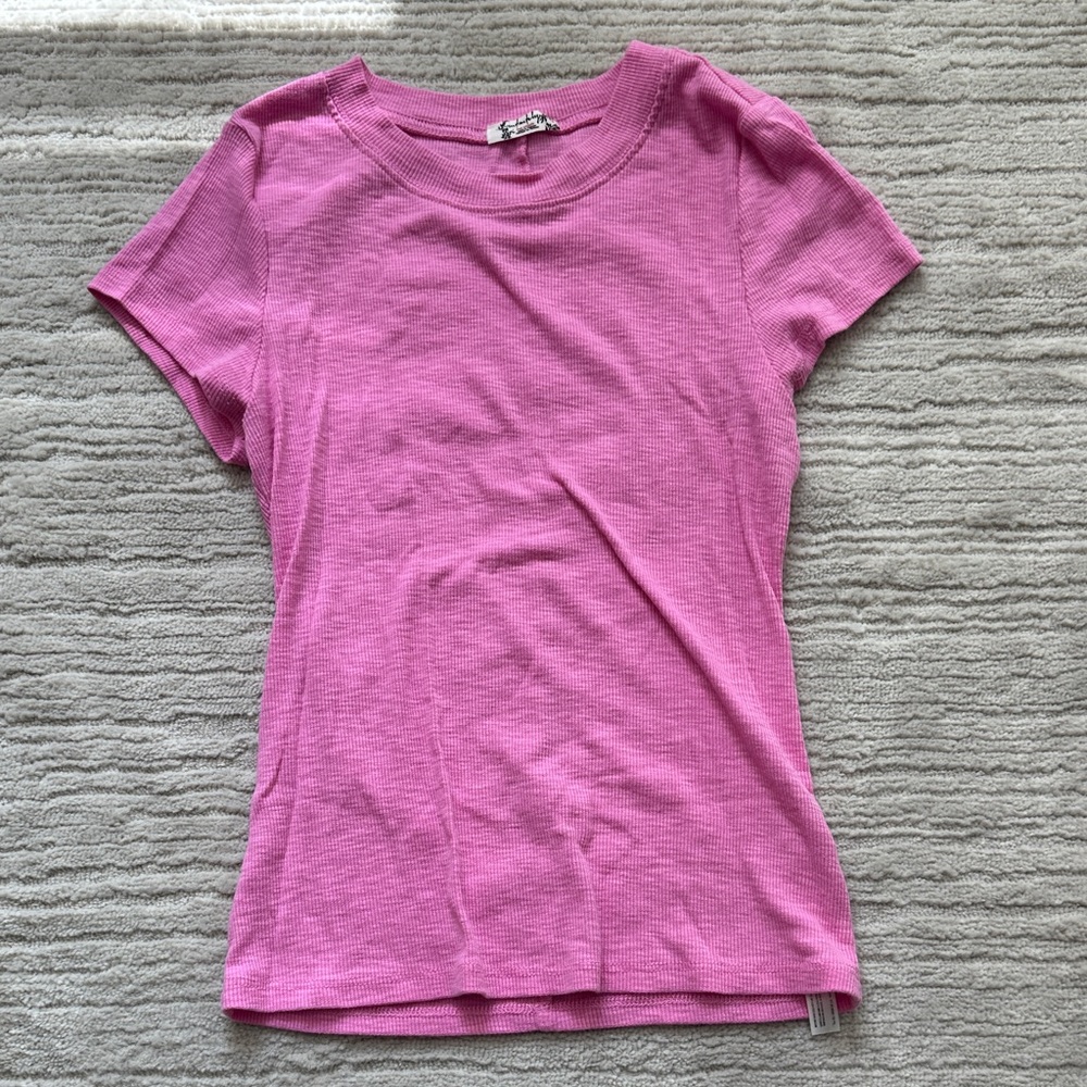 Free People Fuchsia Short Sleeve Tee